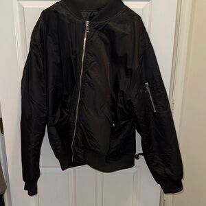 Fashion Nova Men's Classic Black Bomber Jacket